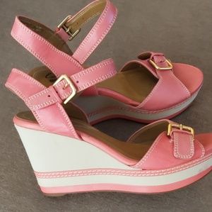 Clark's wedge coral sandals